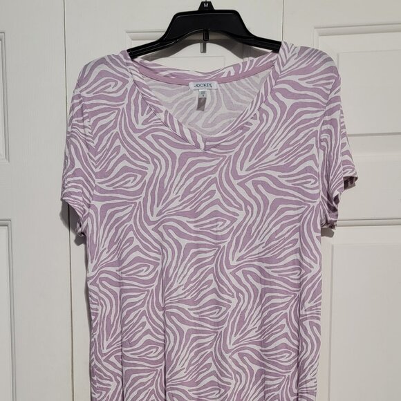 Jockey Cooling Comfort Short Sleeve Sleepshirt, Medium, Lilac Striations - Picture 1 of 11